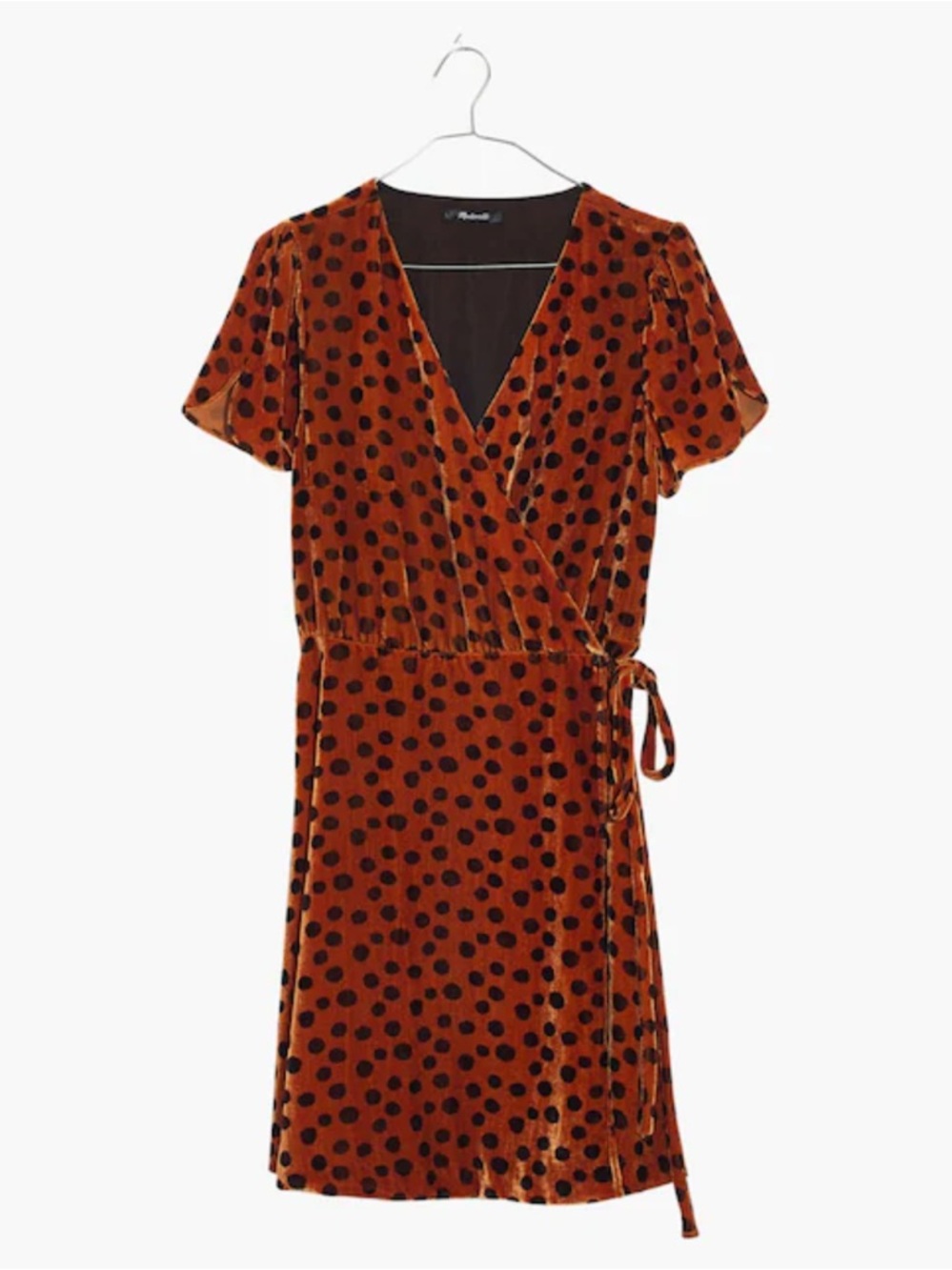 Madewell Velvet Wrap Dress In Leopard Dot